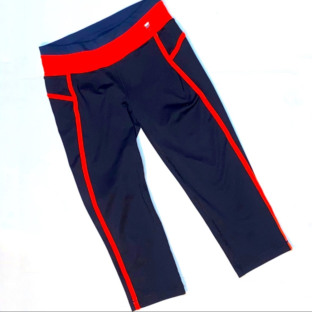 3/$30 Womens Fila Capri Leggings Navy/Orange Sz XS